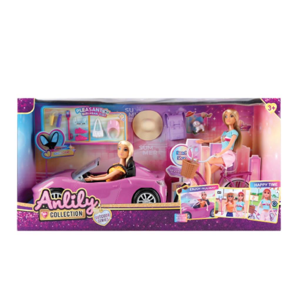 Anlily Doll Outdoor Adventure Set with Car & Bicycle